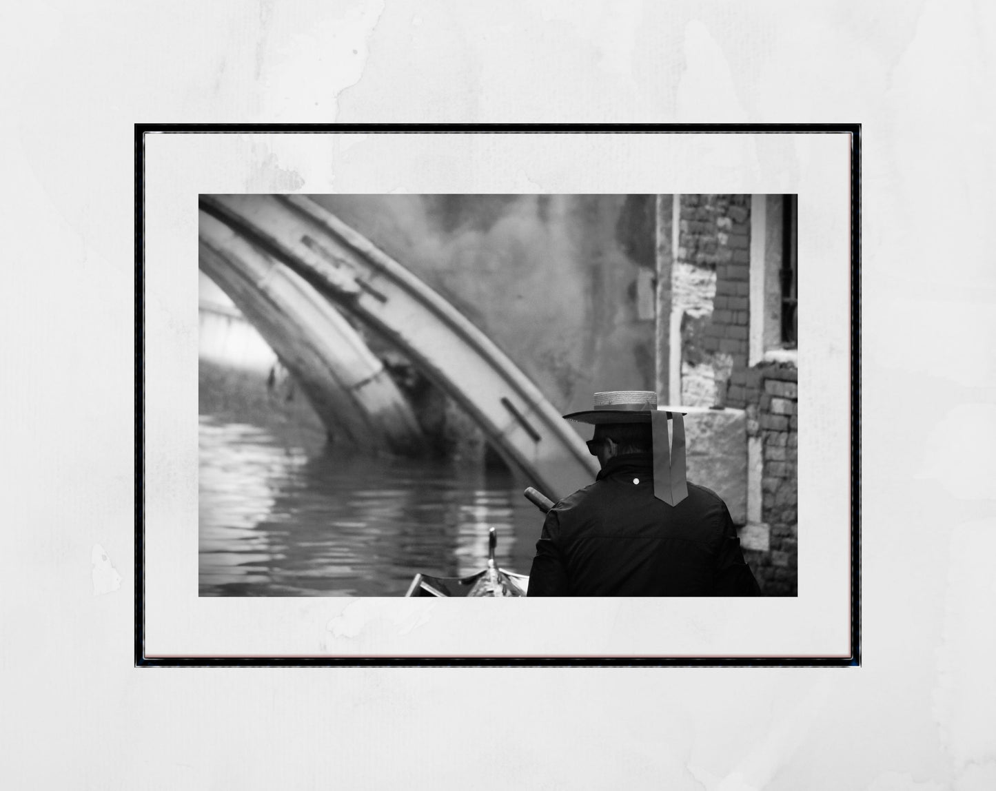 Gondolier Venice Italy Black And White Photography Print