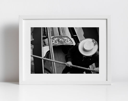 Venice Italy Gondola Black And White Photography Print