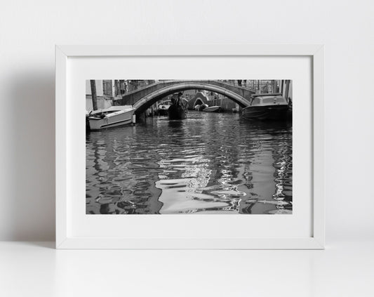 Venice Canal Italy Fine Art Black And White Photography Print