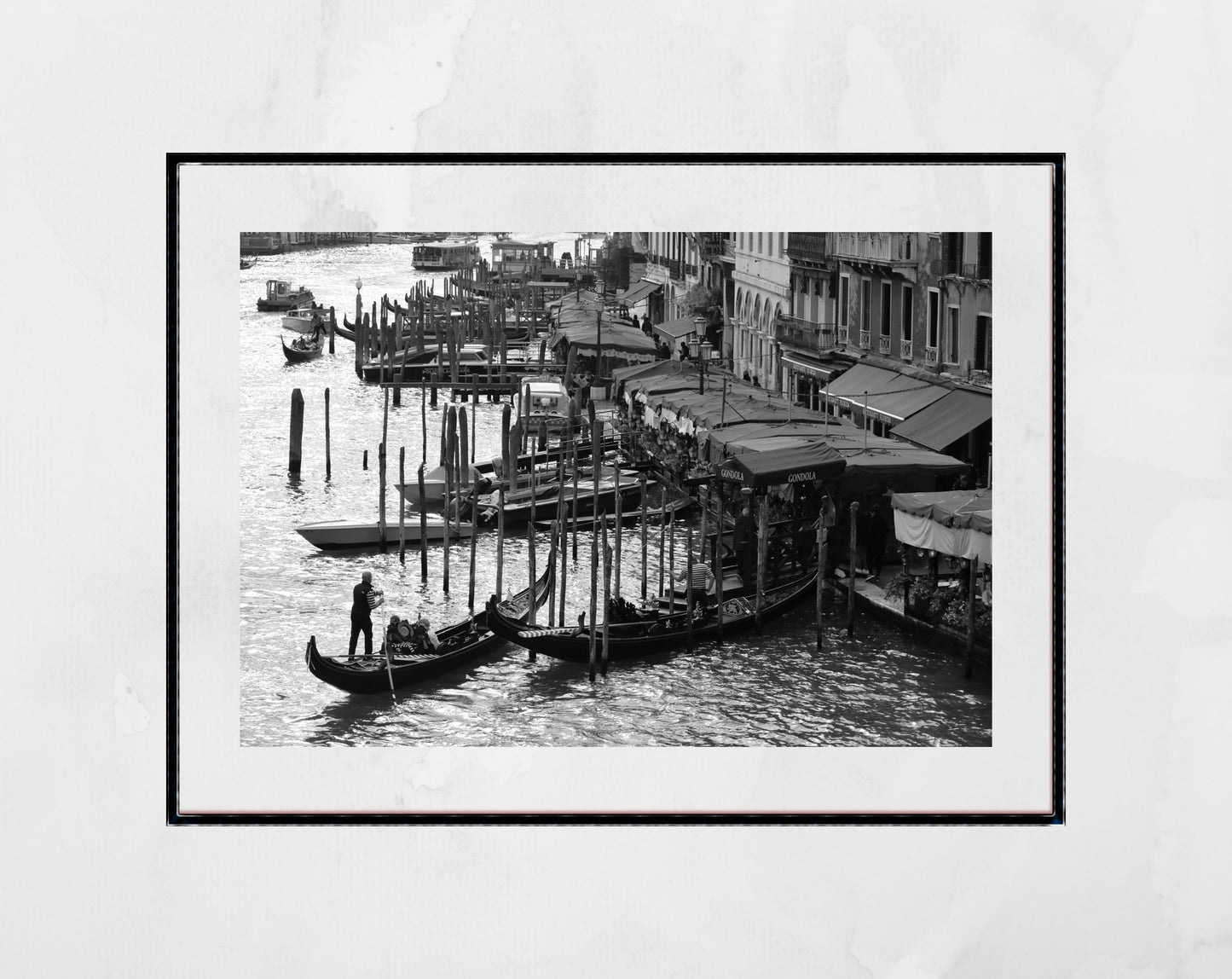 Venice Grand Canal Gondola Black And White Photography Print