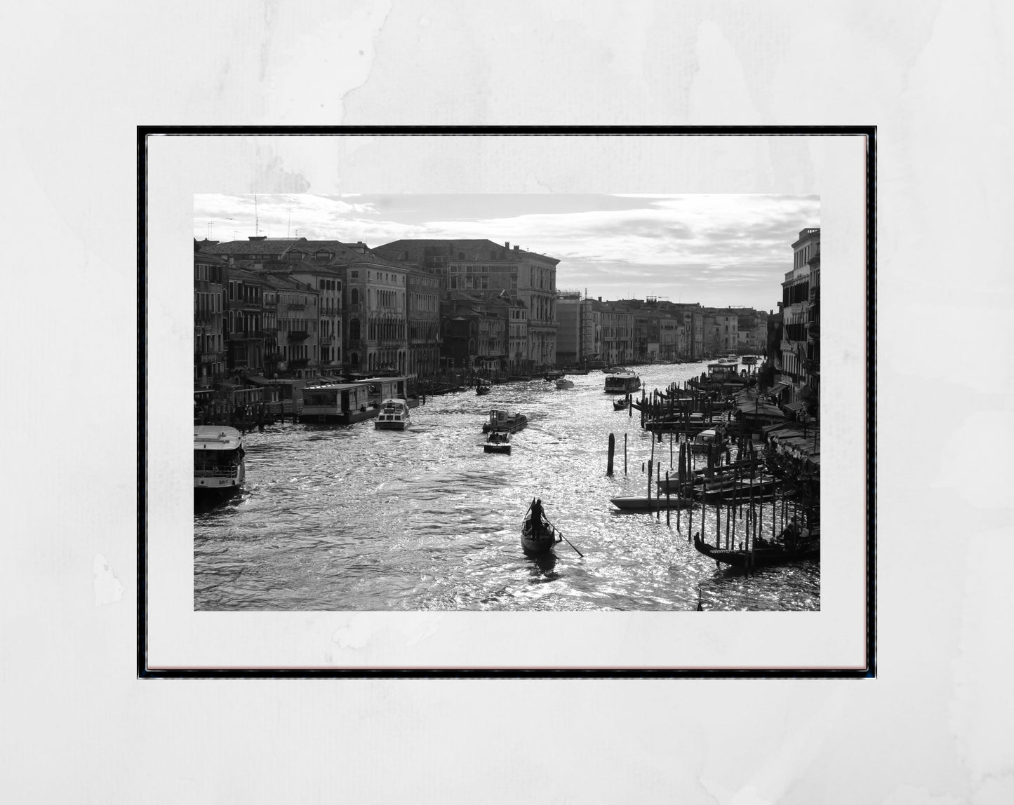 Venice Italy Black And White Photography Print Gondola Wall Art