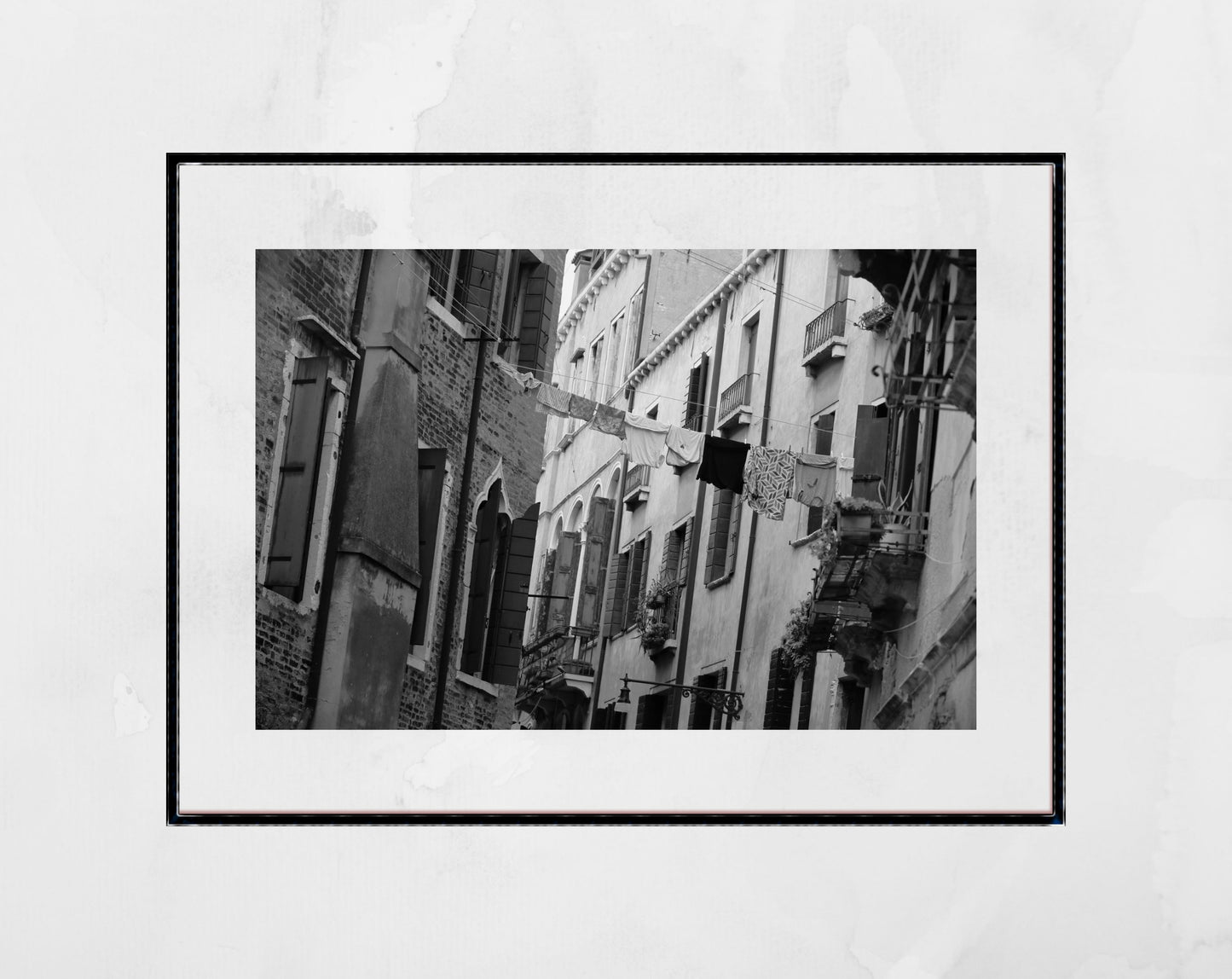 Venice Balconies Italy Fine Art Black And White Photography Print