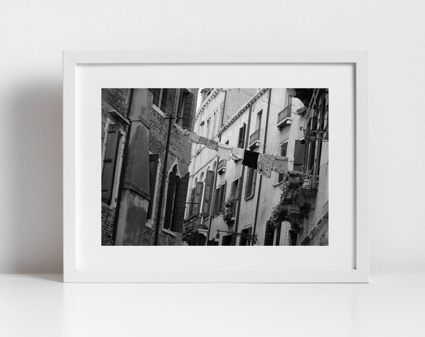 Venice Balconies Italy Fine Art Black And White Photography Print