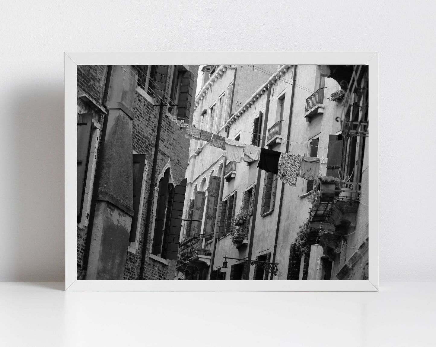 Venice Balconies Italy Fine Art Black And White Photography Print