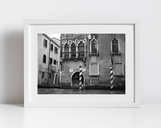 Venice Italy Fine Art Black And White Photography Print: Venetian Gothic Architecture Pali Da Casada
