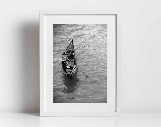 Venice Gondola Fine Art Black And White Photography Print Italy Wall Art