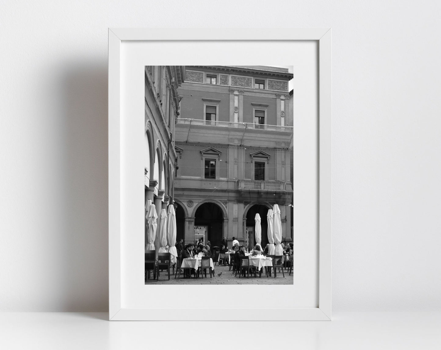 Piazza Galvani Bologna Italy Fine Art Black And White Photography Restaurant Print
