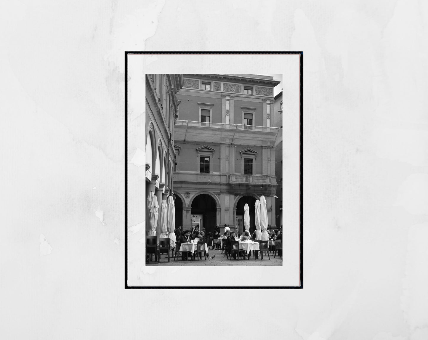 Piazza Galvani Bologna Italy Fine Art Black And White Photography Restaurant Print