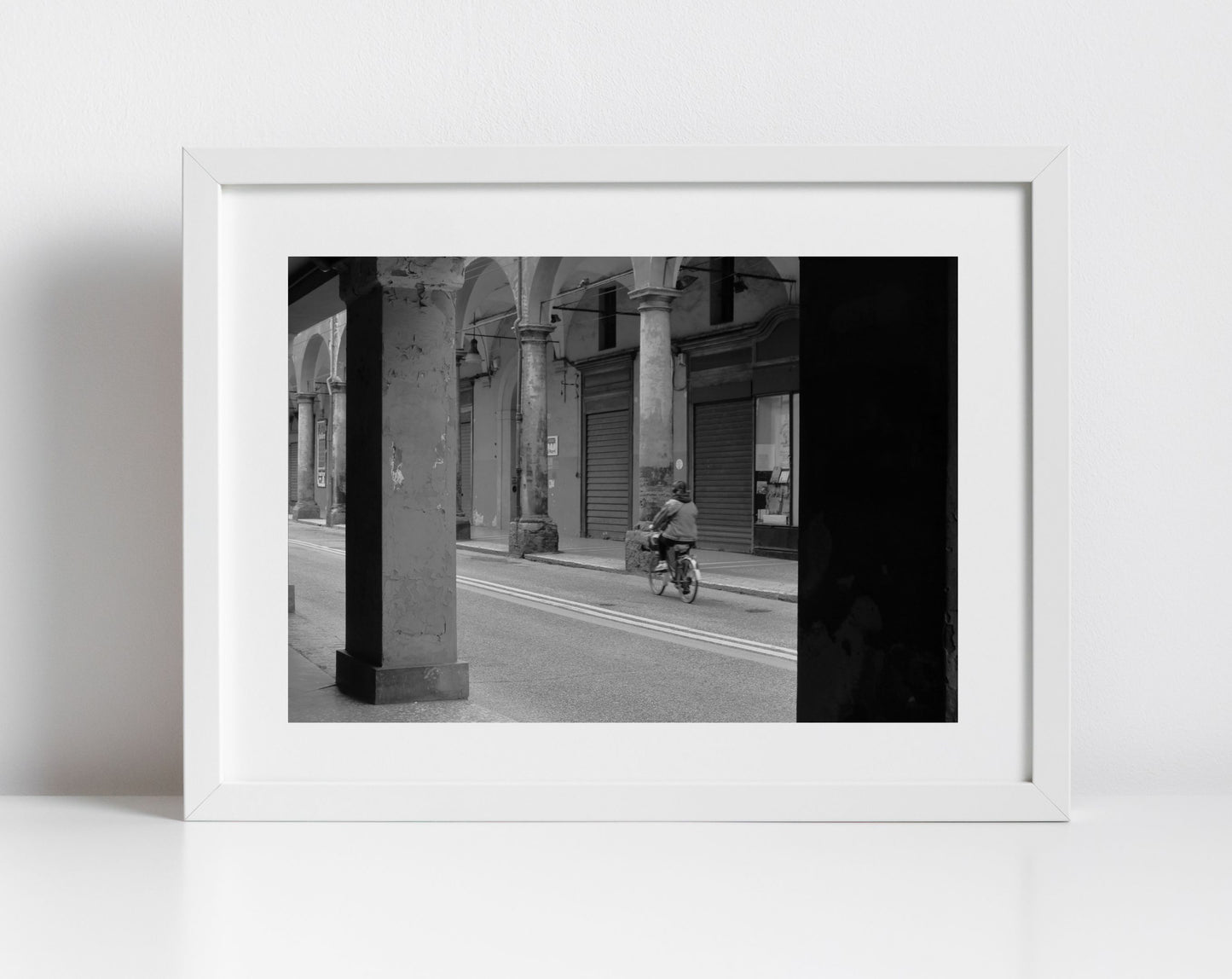 Bologna Italy Fine Art Black And White Photography Print Cyclist Wall Art