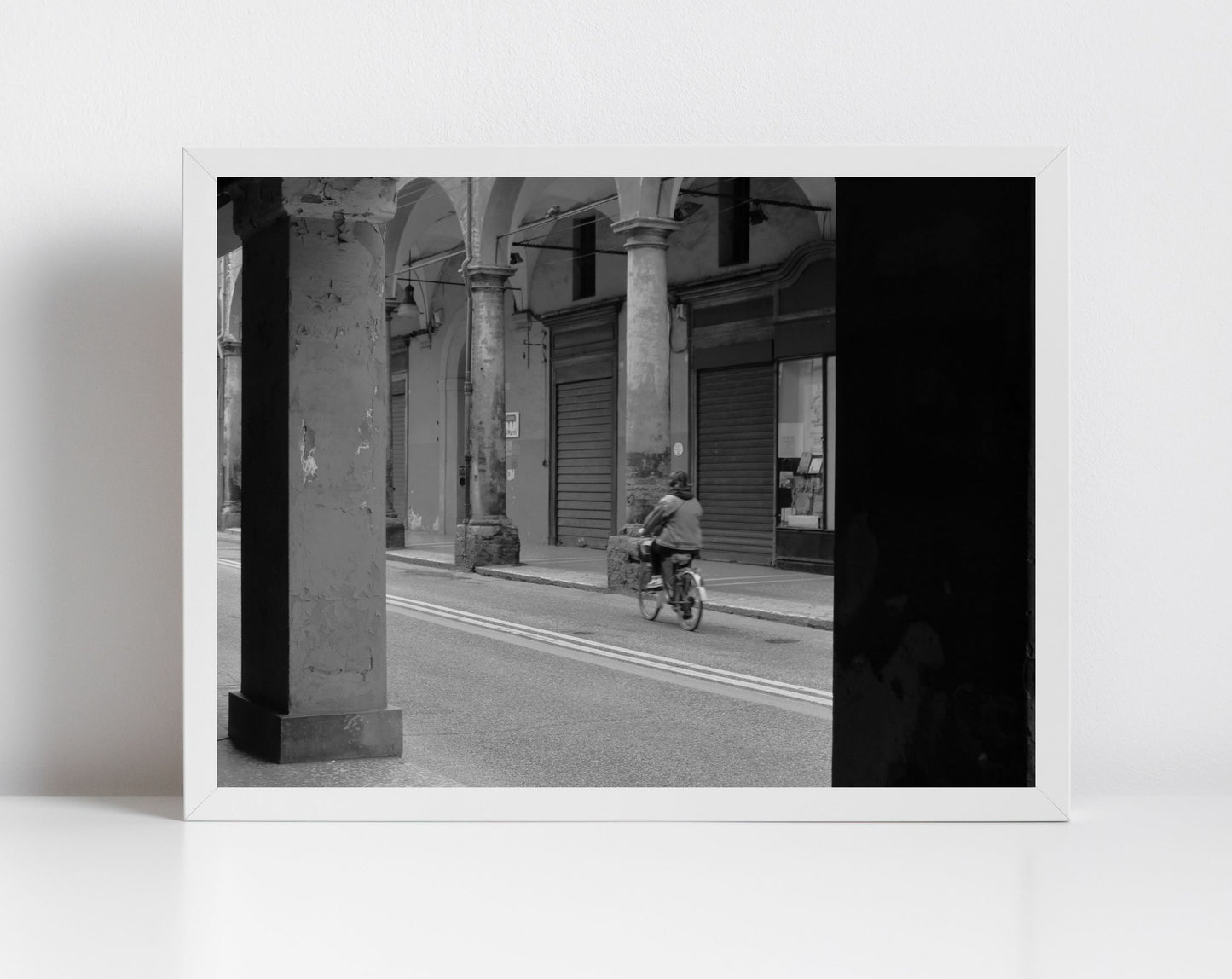Bologna Italy Fine Art Black And White Photography Print Cyclist Wall Art
