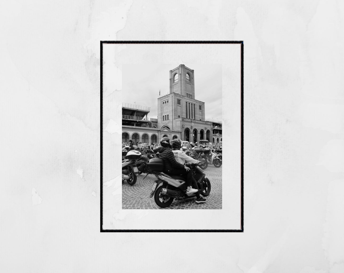Bologna Stadio Renato Dall'Ara Vespa Black And White Photography Print