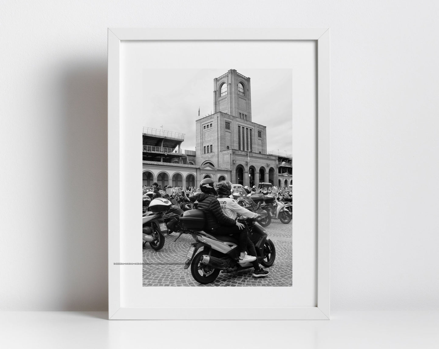 Bologna Stadio Renato Dall'Ara Vespa Black And White Photography Print