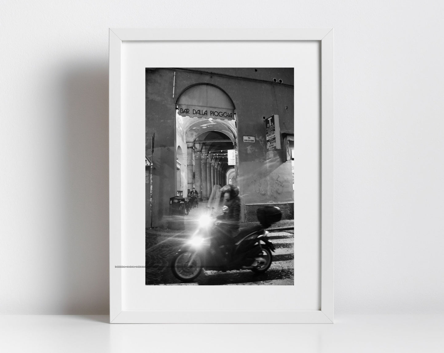 Bologna Vespa Via Riva di Reno Black And White Photography Print