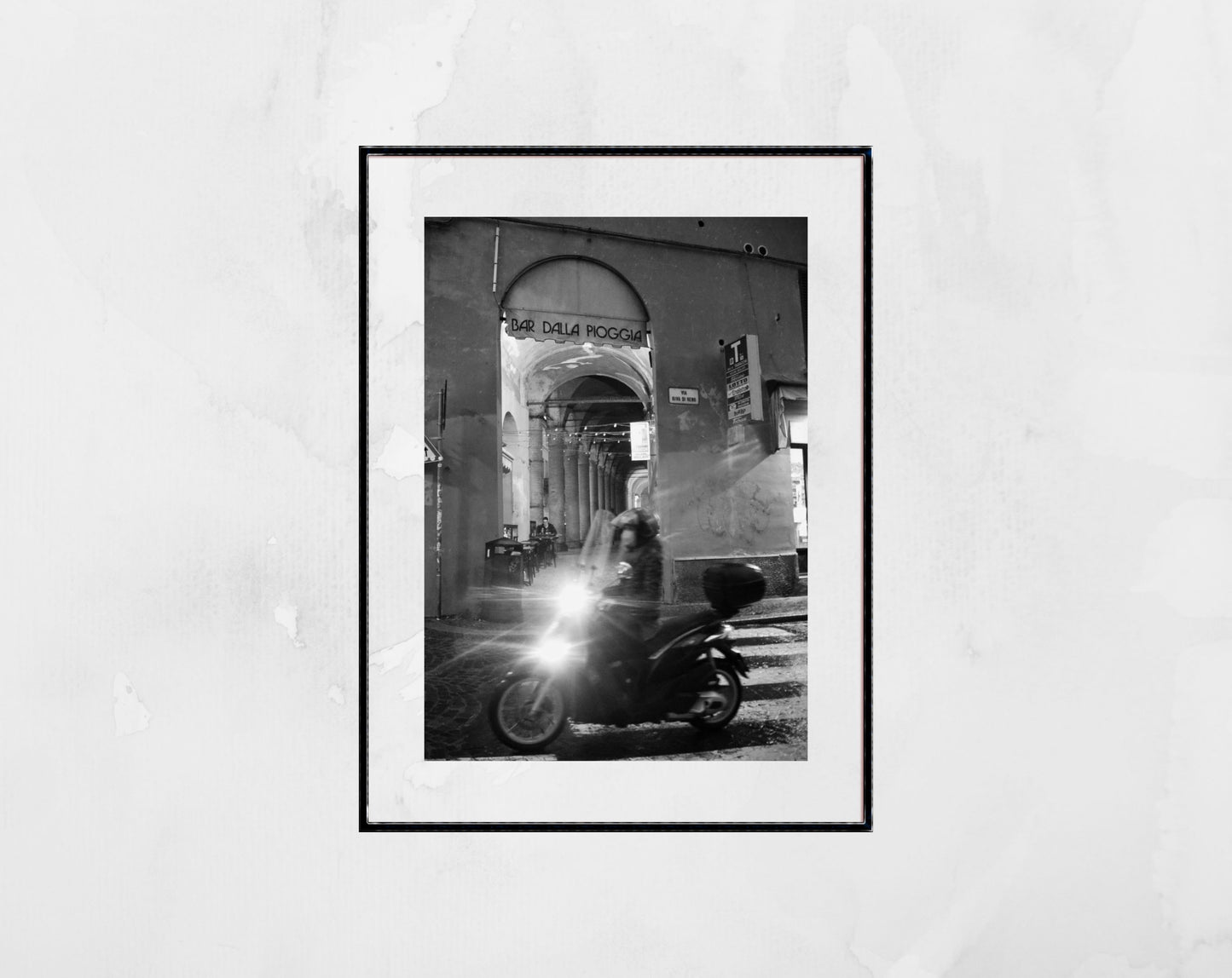 Bologna Vespa Via Riva di Reno Black And White Photography Print