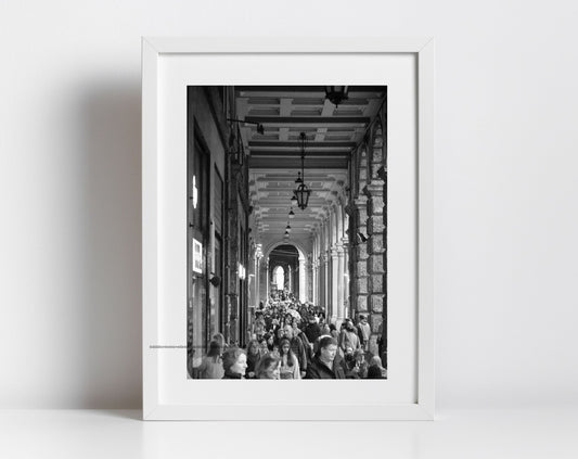 Bologna Italy Portico Black And White Photography Print