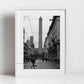 Bologna Two Towers Italy Black And White Photography Print