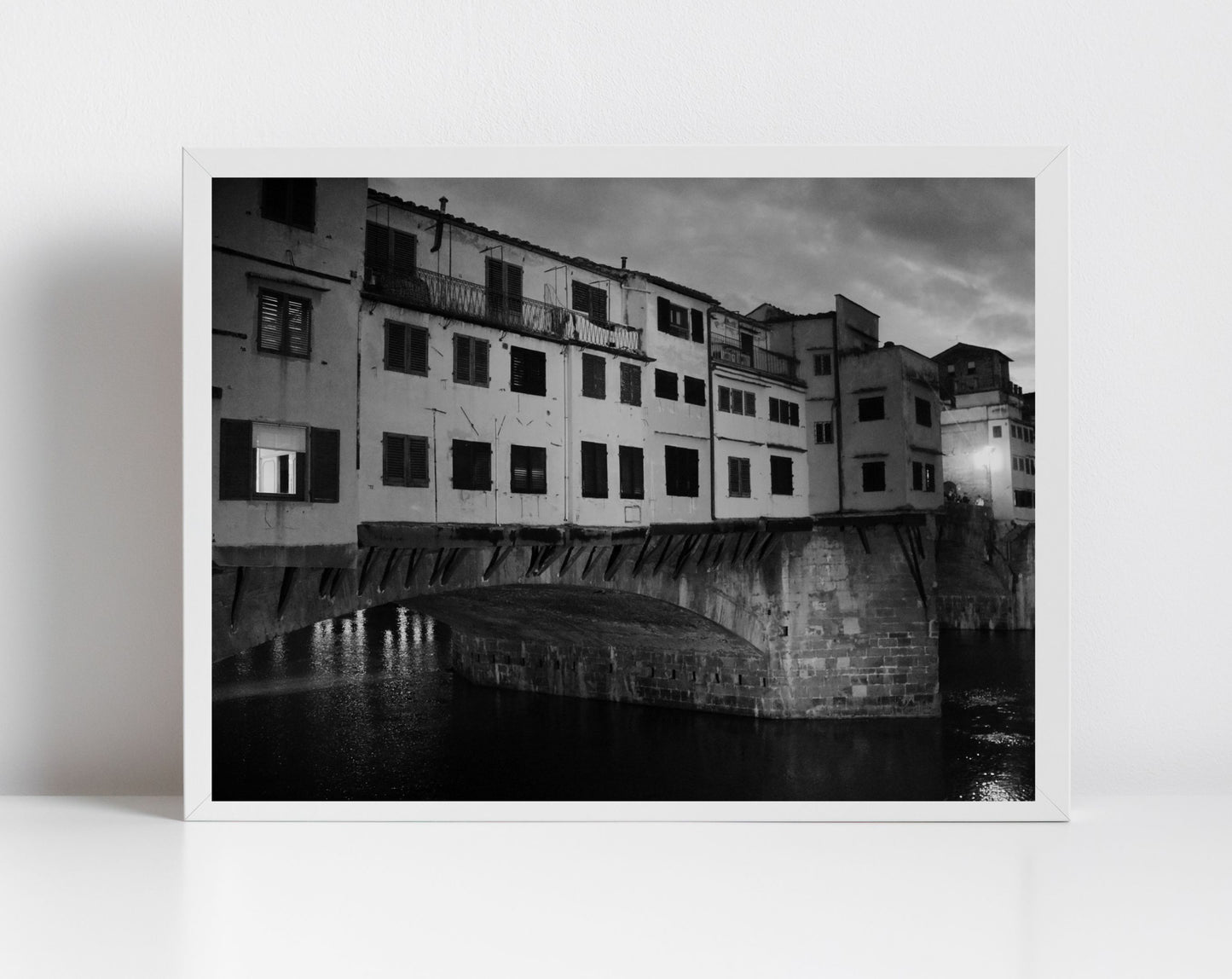 Ponte Vecchio Florence Italy Fine Art Black And White Photography Print
