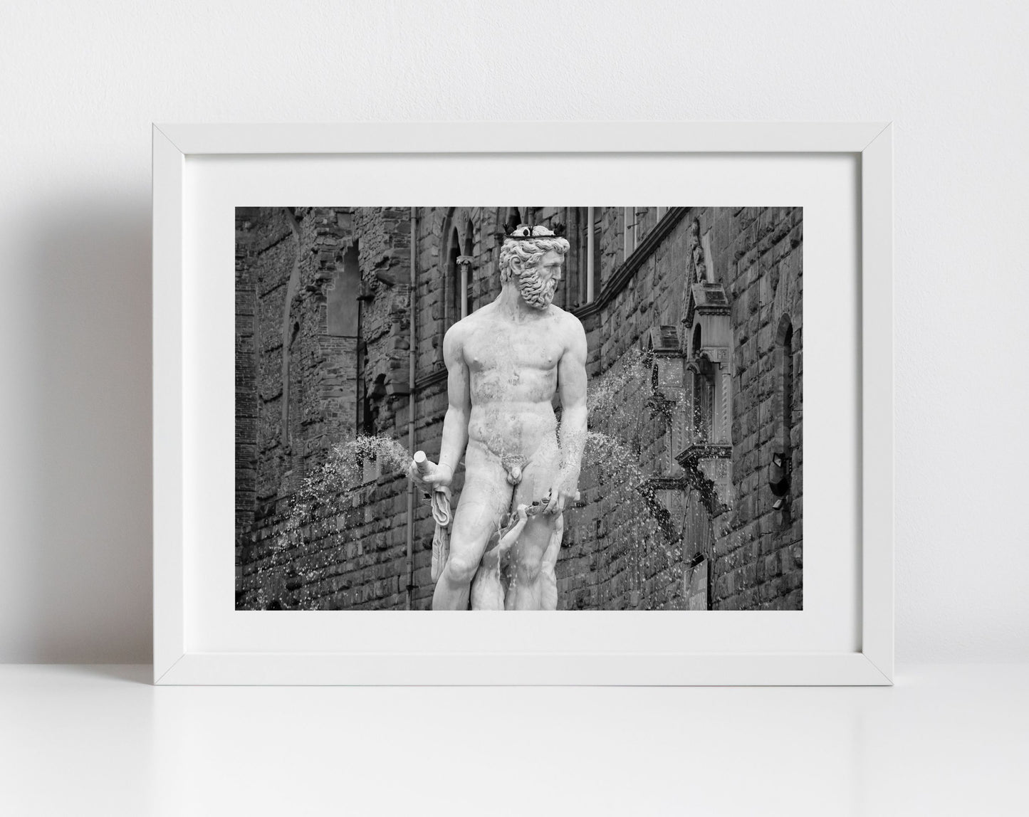 Florence Italy Photography Art: Fountain Of Neptune (Black And White)
