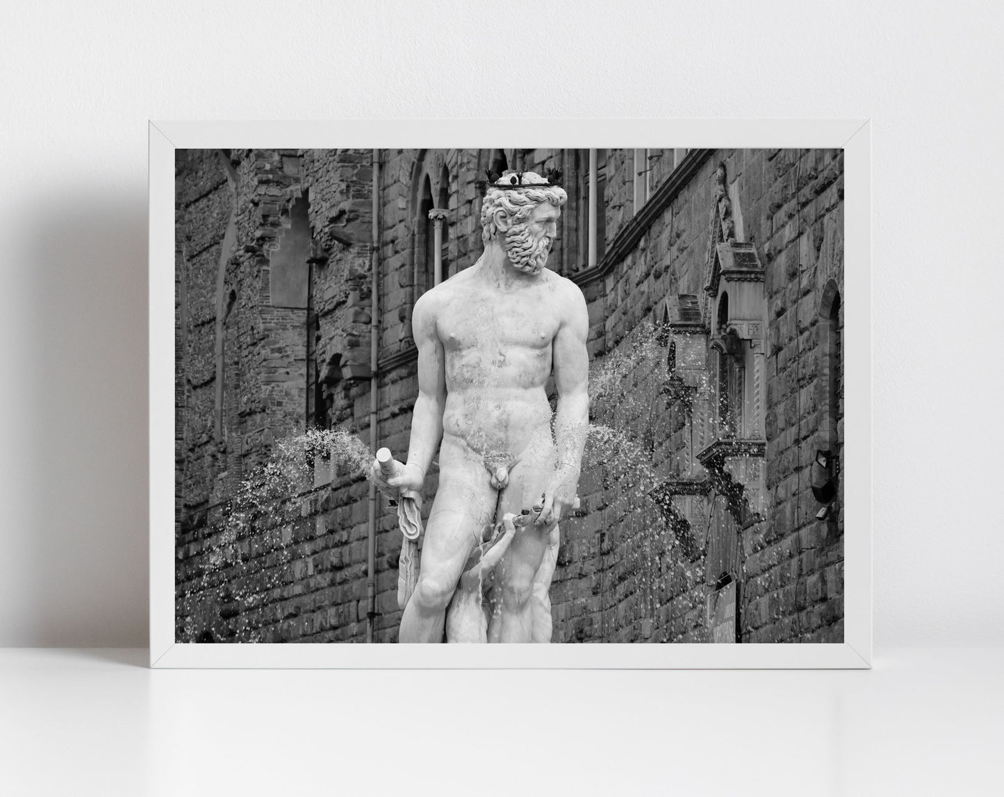 Florence Italy Photography Art: Fountain Of Neptune (Black And White)