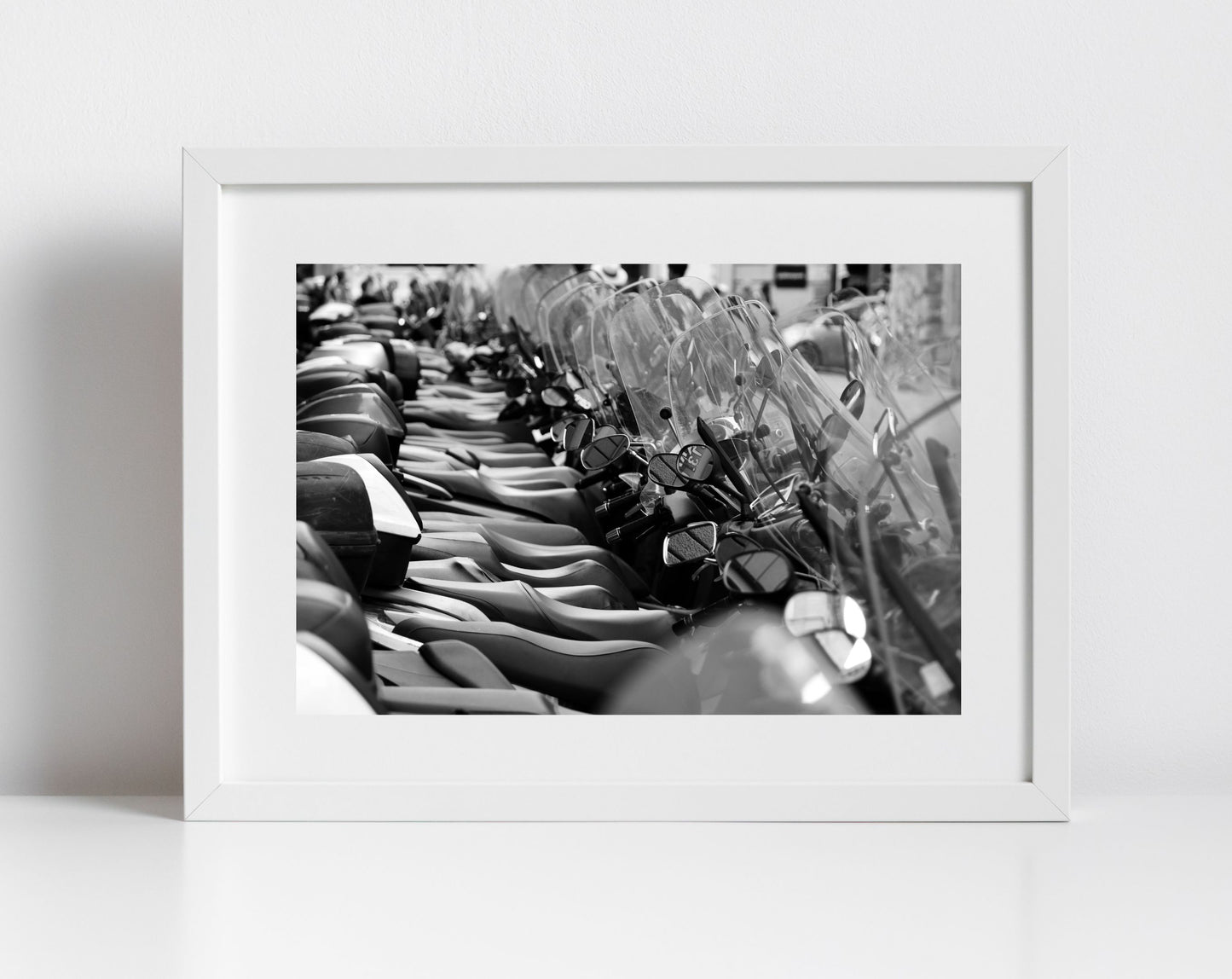 Florence Italy Vespas Black And White Photography Art Print