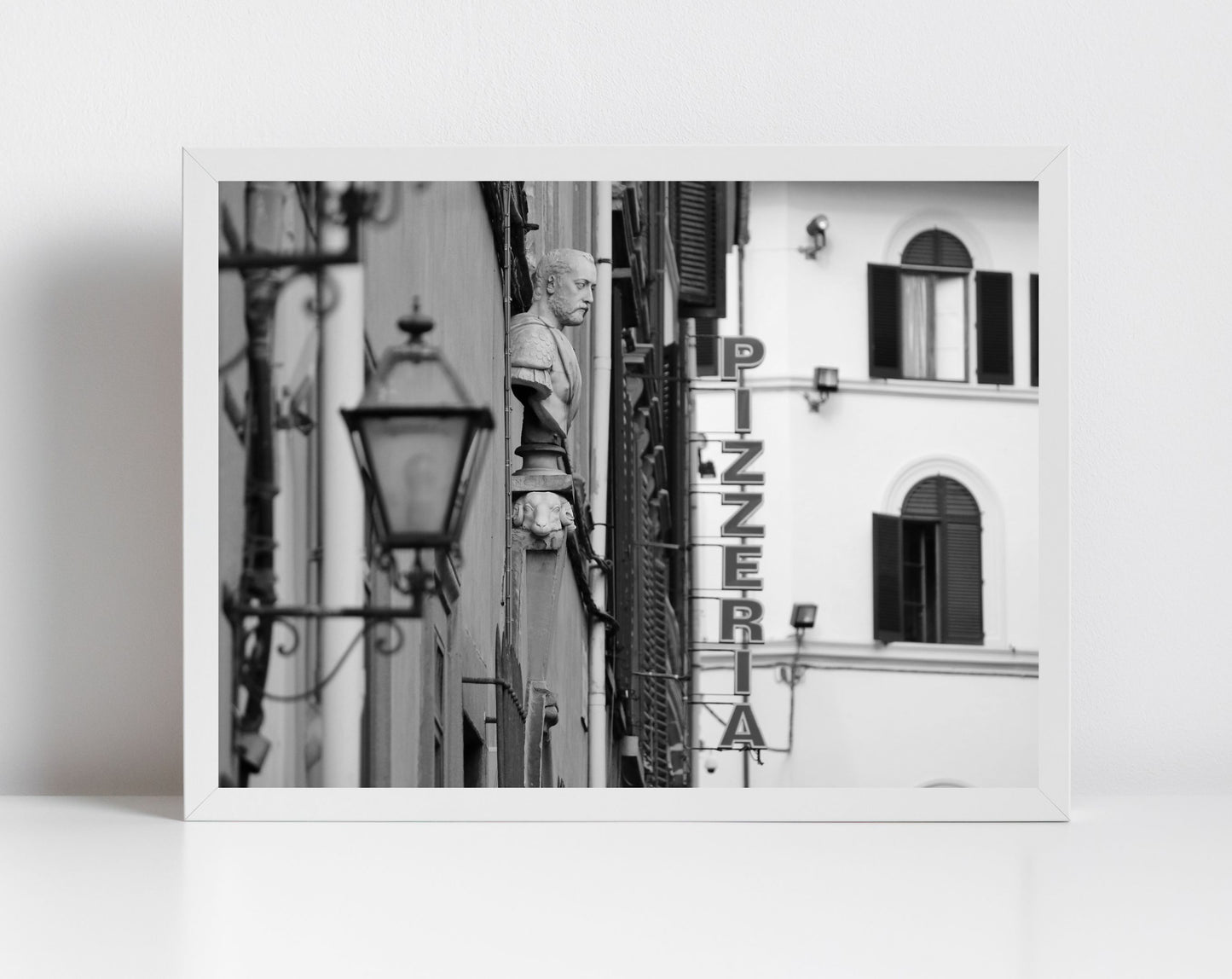 Florence Italy Pizzeria Black And White Photography Art Print