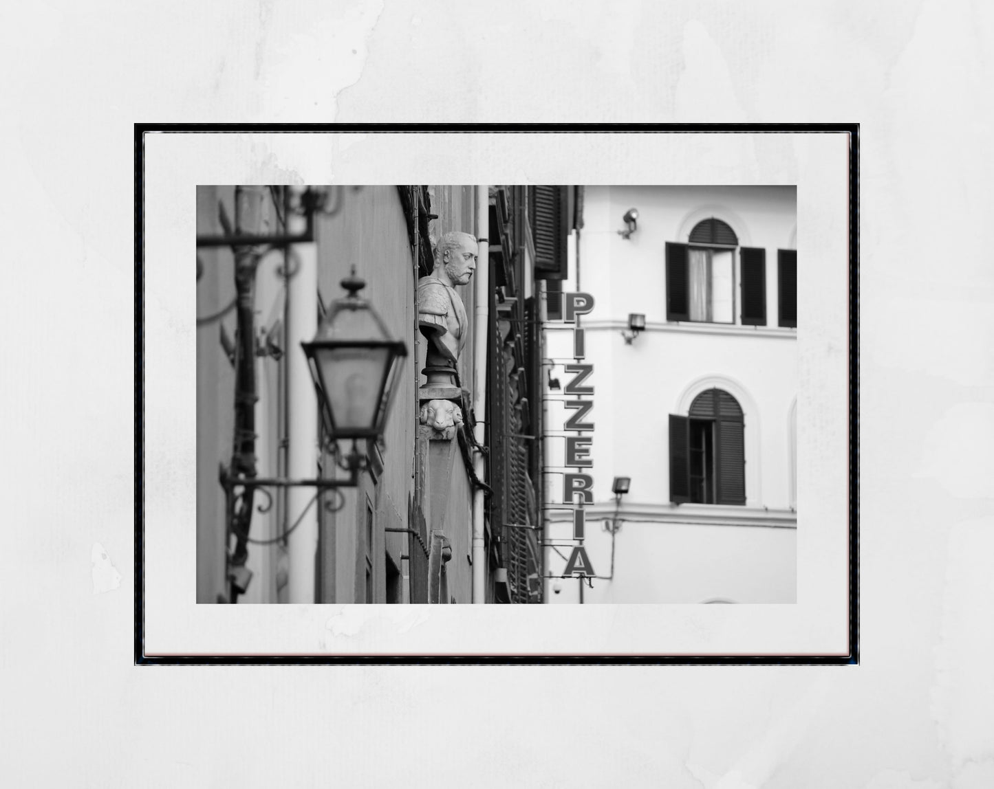 Florence Italy Pizzeria Black And White Photography Art Print