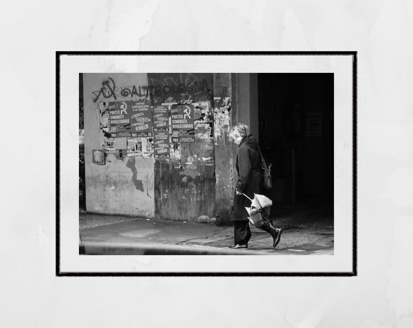 Communist Street Black And White Photography Print: Bologna Italy Wall Art
