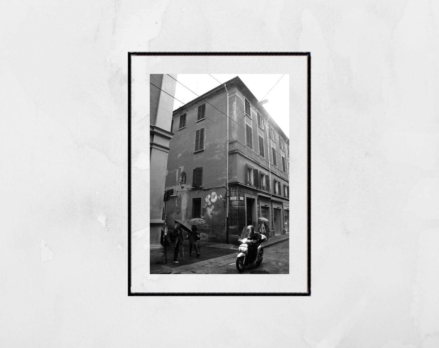 Bologna Italy Street Black And White Photography Rainy Day Print