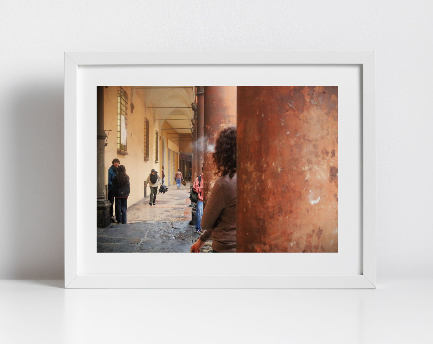 Smoking In Bologna Portico Photography Art Print