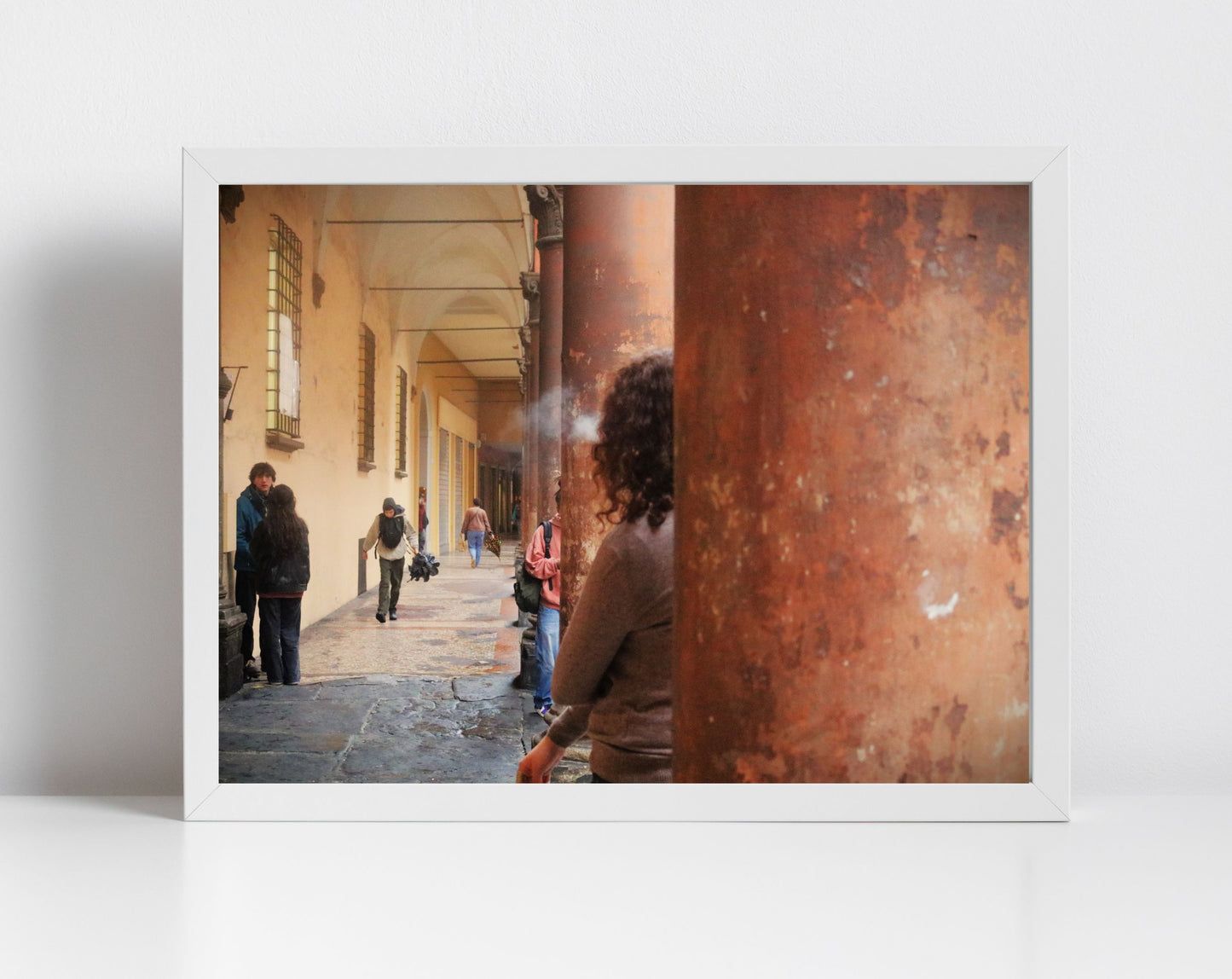 Smoking In Bologna Portico Photography Art Print