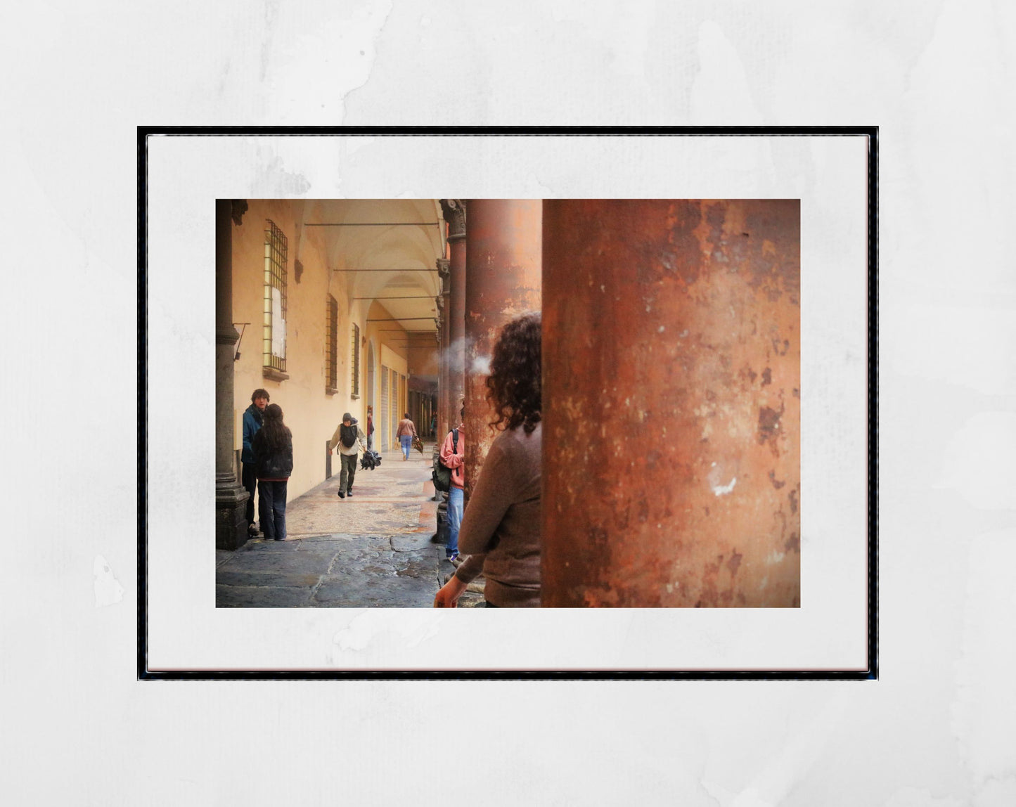 Smoking In Bologna Portico Photography Art Print