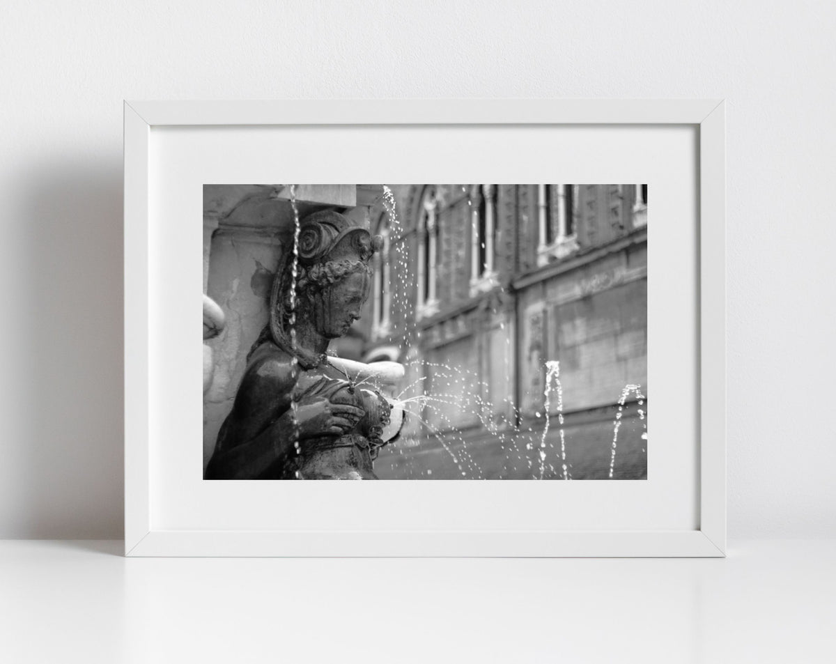 Nereid Fountain of Neptune Bologna Black And White Photography Print