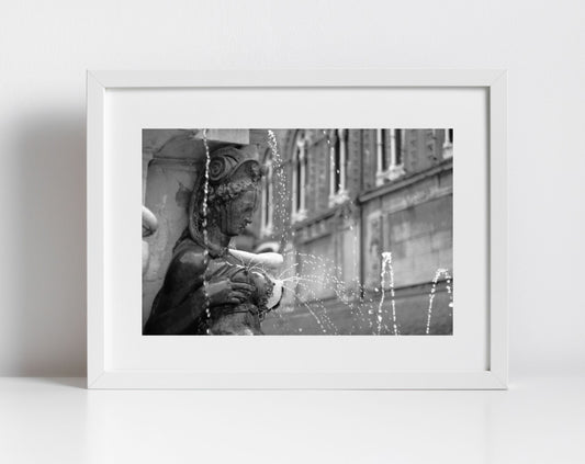 Nereid Fountain of Neptune Bologna Black And White Photography Print