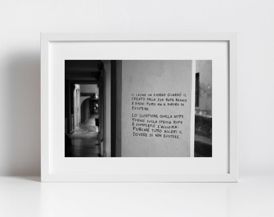 Italian Graffiti Bologna Black And White Photography Print