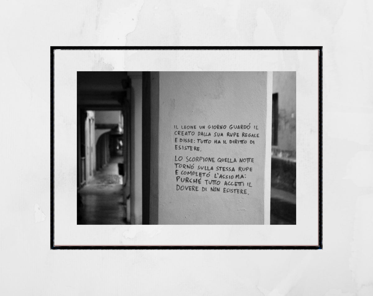Italian Graffiti Bologna Black And White Photography Print