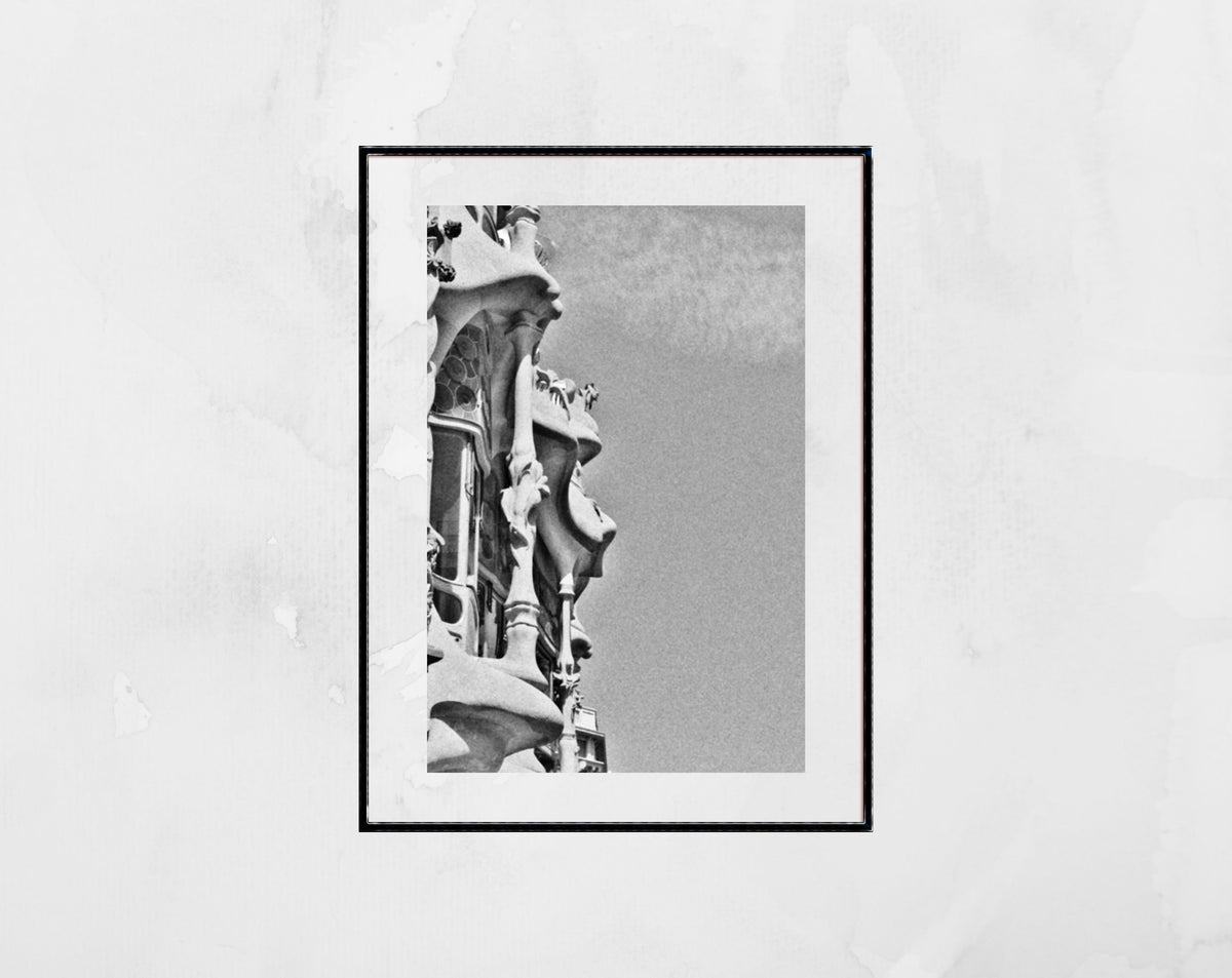 Barcelona Casa Batlló Gaudi Black And White Photography Print