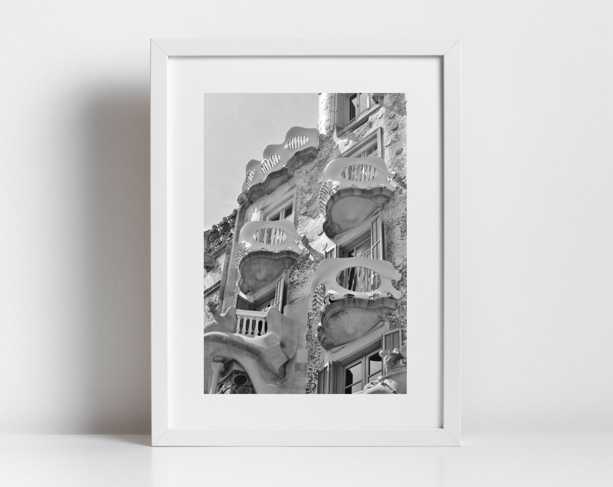 Casa Batlló Gaudi Barcelona Casa Black And White Photography Art Print