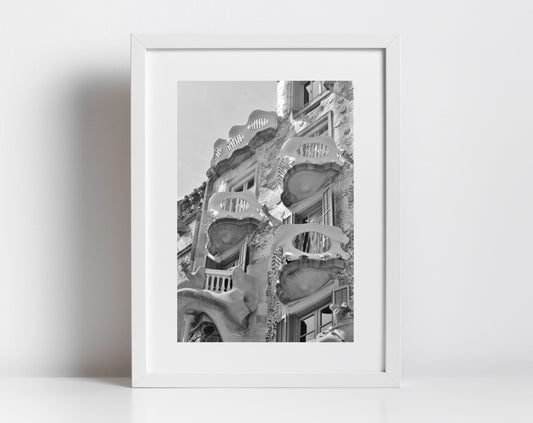 Casa Batlló Gaudi Barcelona Casa Black And White Photography Art Print