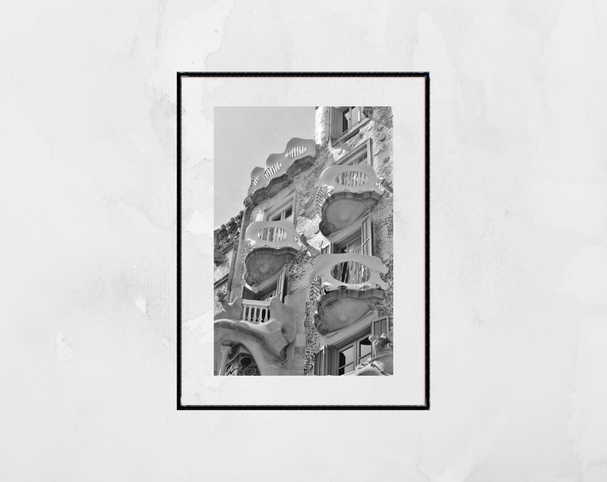 Casa Batlló Gaudi Barcelona Casa Black And White Photography Art Print