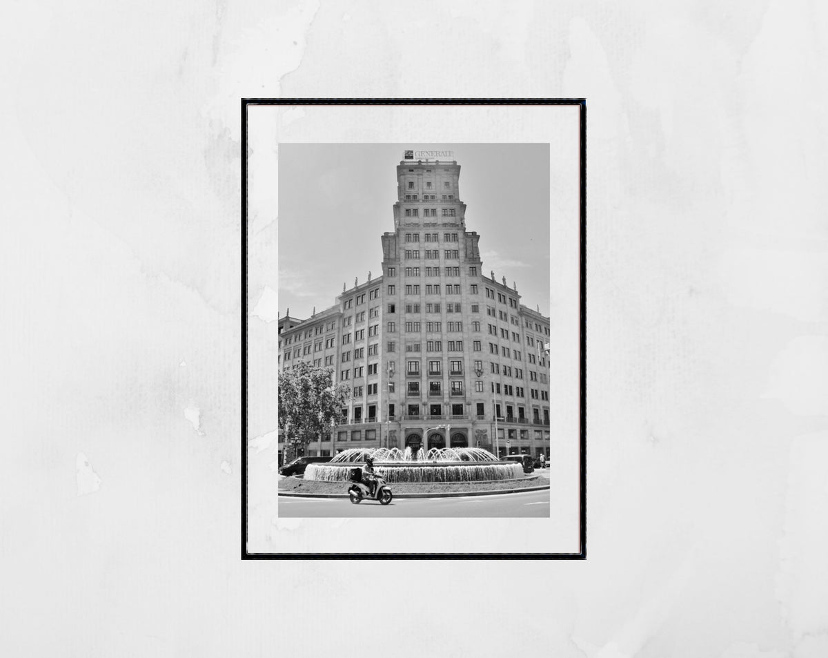 Plaça de Catalunya Black And White Photography Art Print