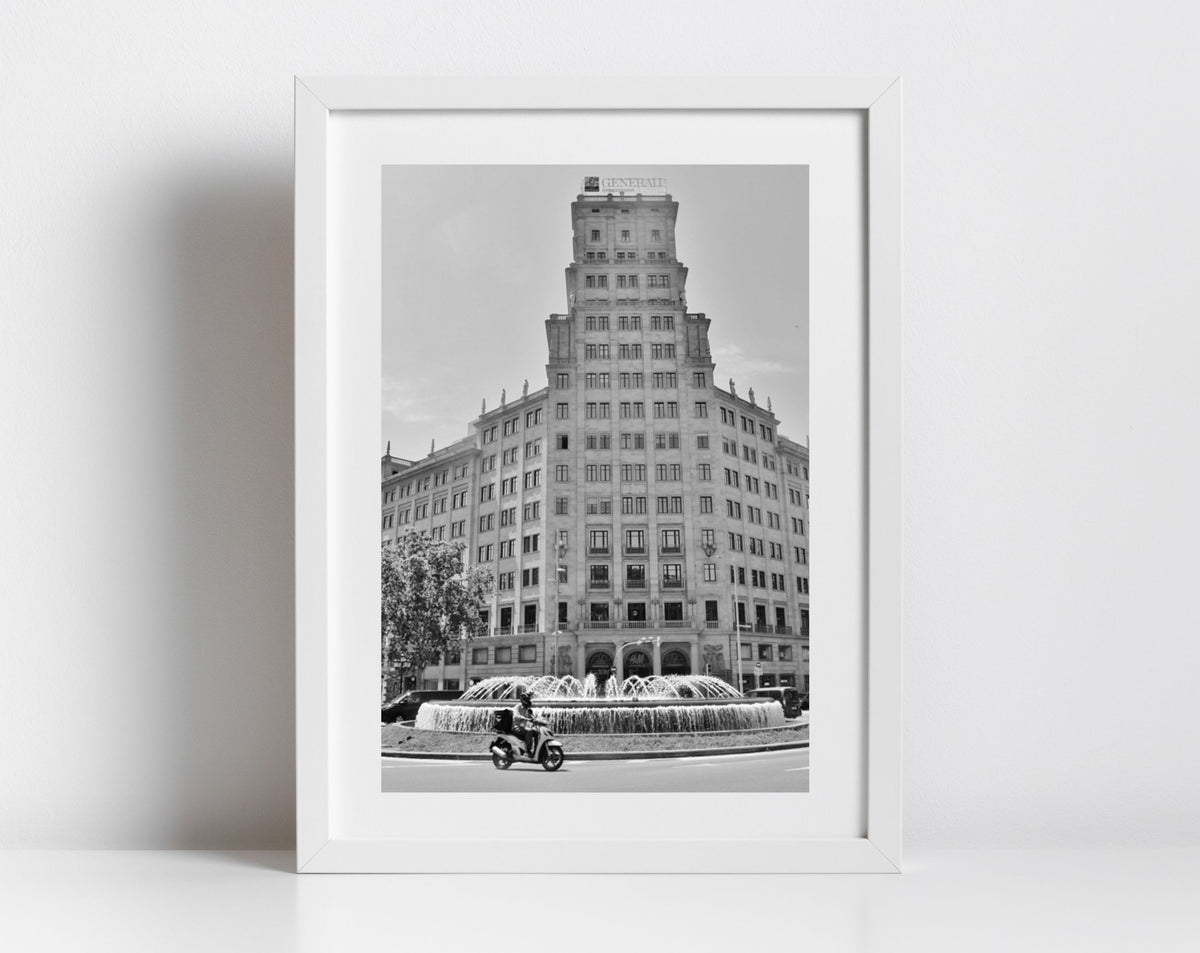 Plaça de Catalunya Black And White Photography Art Print