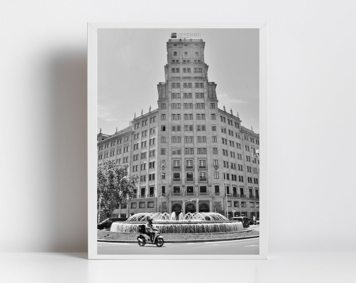 Plaça de Catalunya Black And White Photography Art Print