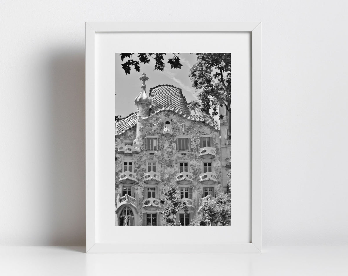 Gaudi Casa Batlló Black And White Photography Art Print