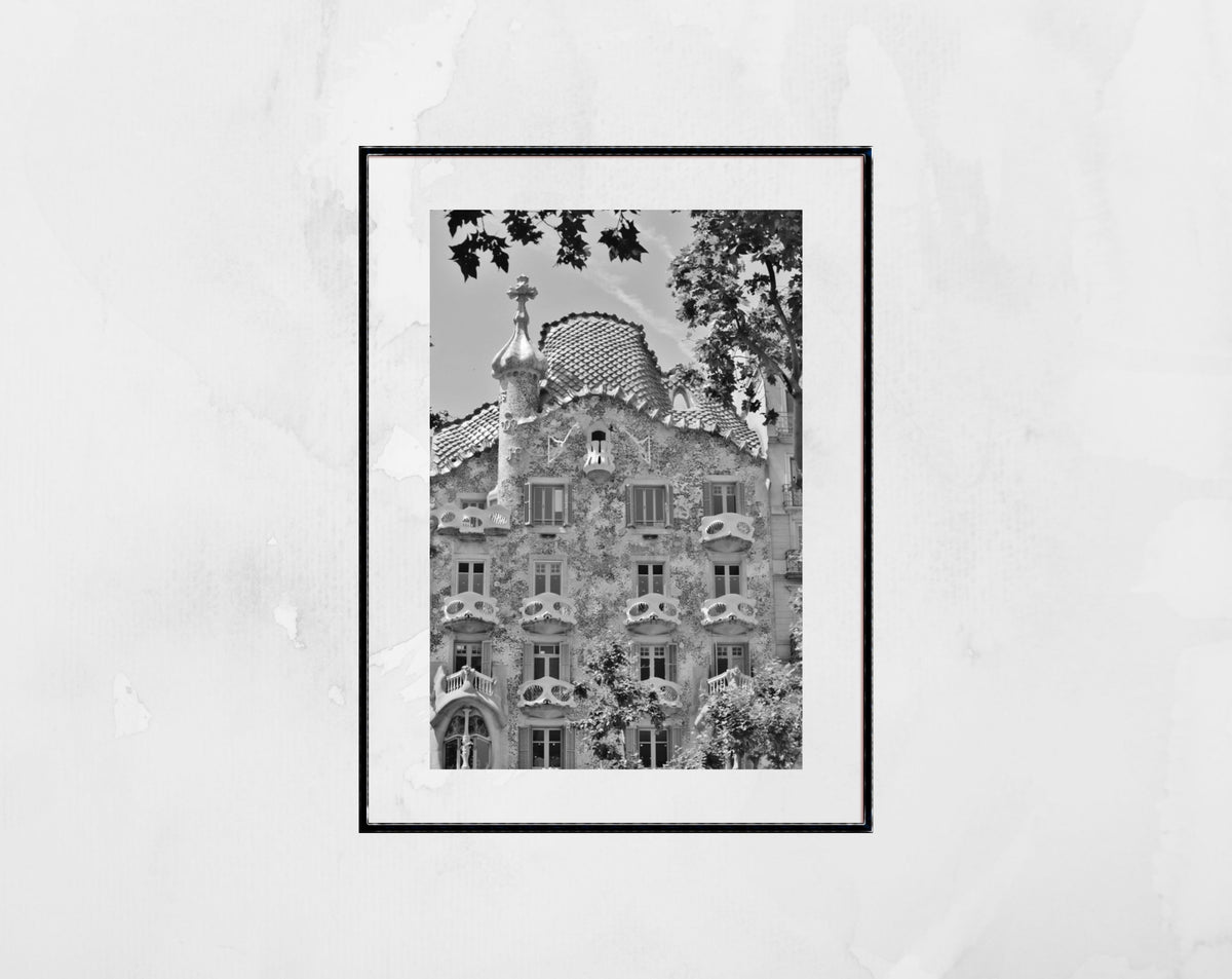Gaudi Casa Batlló Black And White Photography Art Print