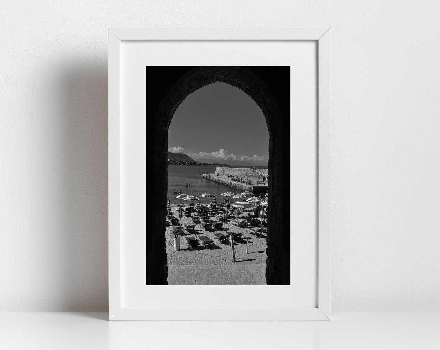 Italian Beach Black And White Photography Cefalù Sicily Print