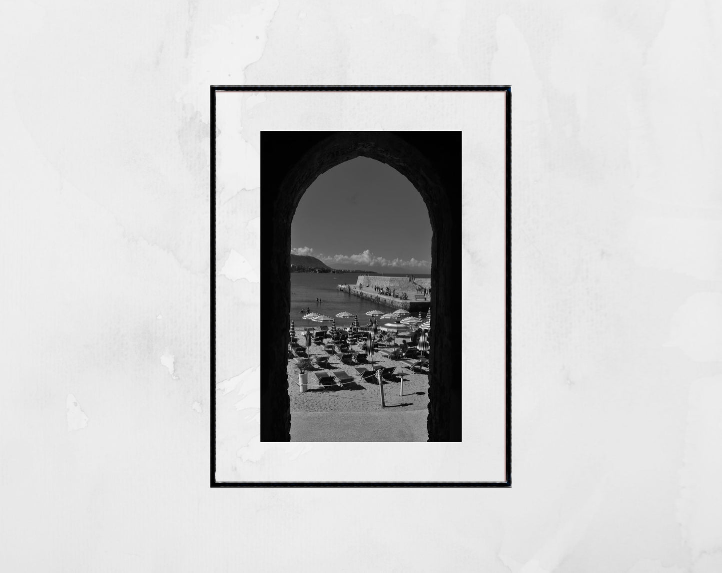 Italian Beach Black And White Photography Cefalù Sicily Print