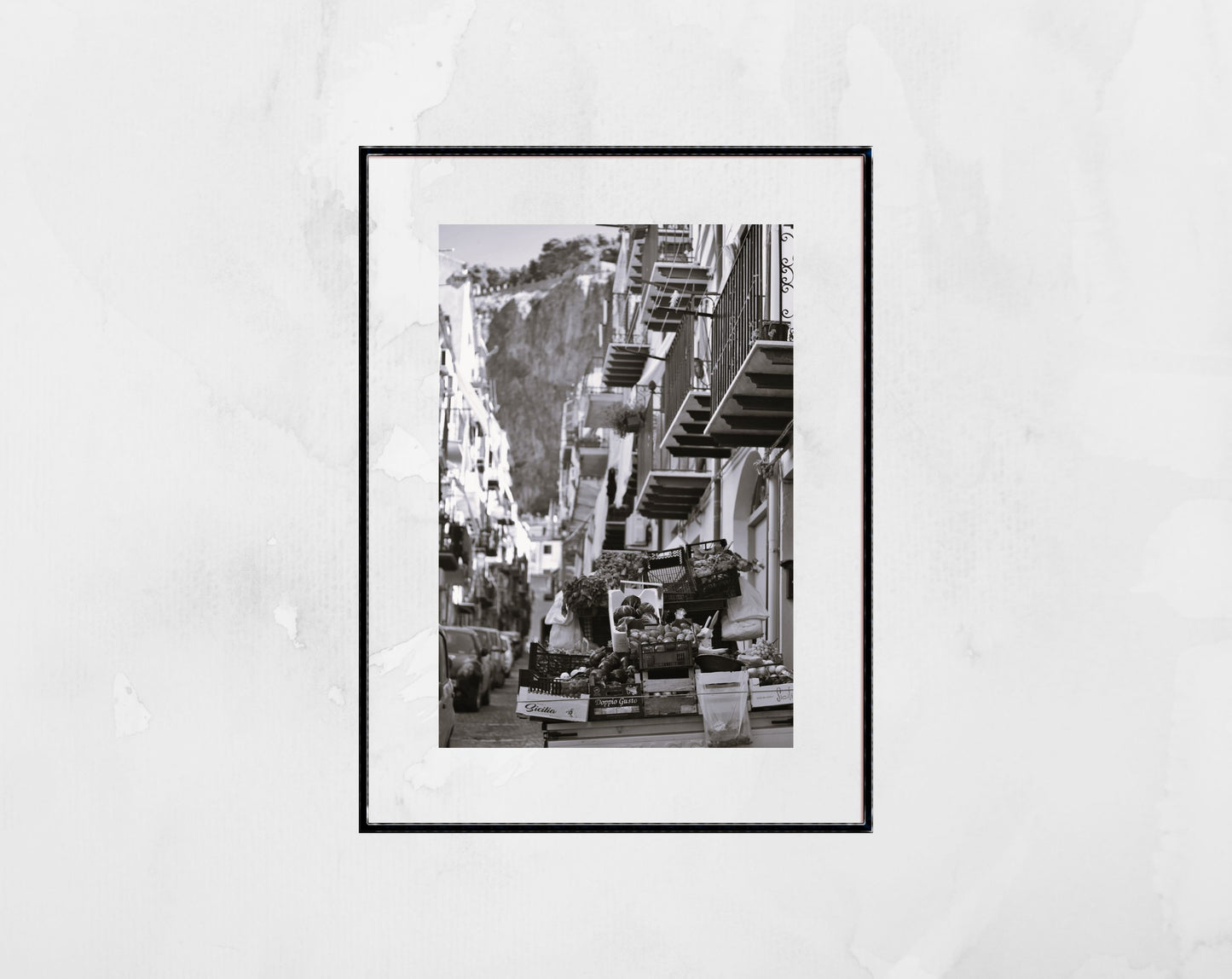 Cefalù Sicily Italy Street Black And White  Print