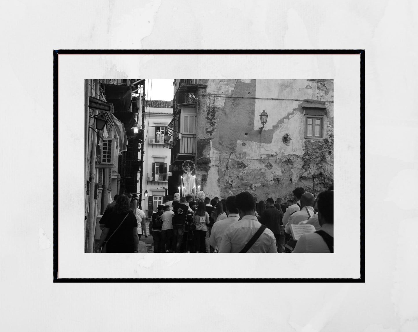 Palermo Sicily Black And White Print Italy Street Photography Catholic Art