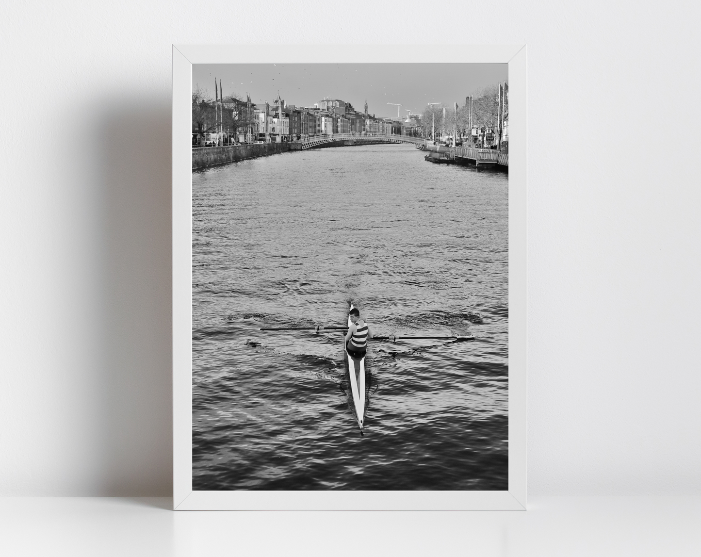 River Liffey Dublin Black And White Print Rowing Art