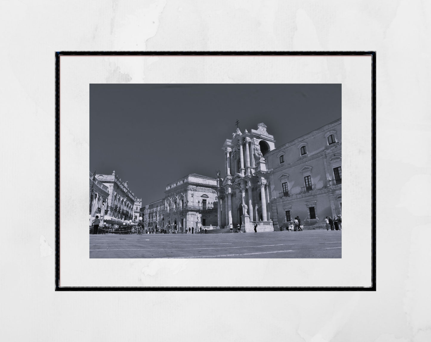 Piazza Del Duomo Syracuse Black And White Photography Print